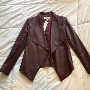 BB Dakota Burgundy Gabrielle Faux Leather Jacket